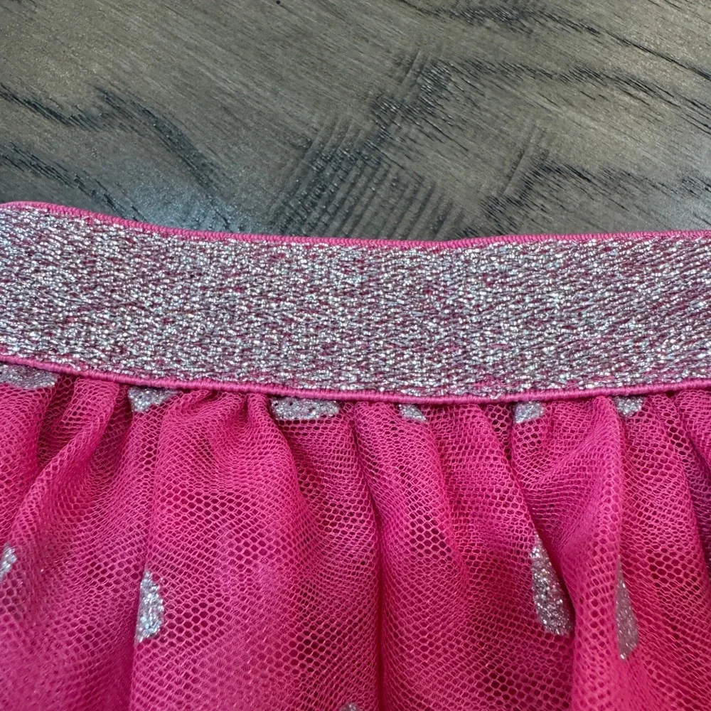 Isaac Mizrahi‎ Pink Tutu Skirt Silver Hearts Glitter Waist Girls Size 5/6